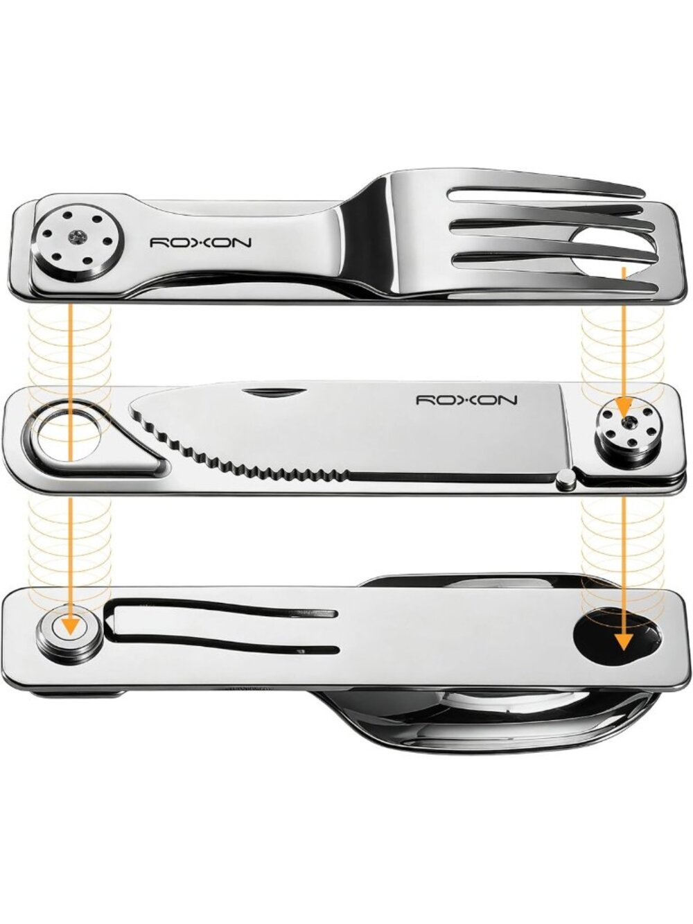 3-in-1 Camping Utensils Set with Case - Knife, Spoon, Fork - Portable Silver